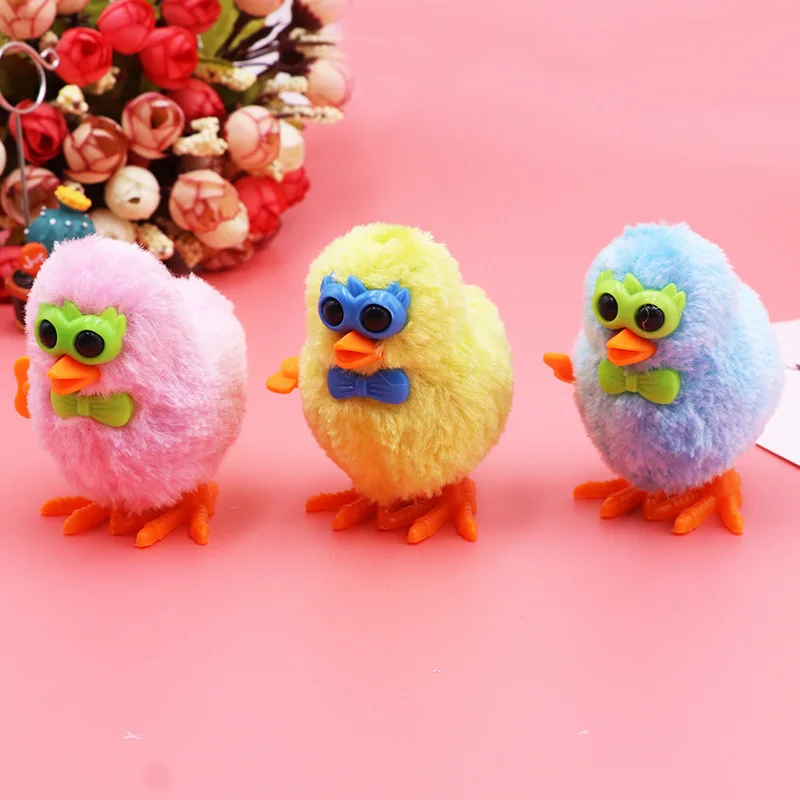 Wind Up Plush Chicken Hopping Funny Chicken Kids Educational Toy Clockwork Jumping Walking Chicks Toys Kids Gift