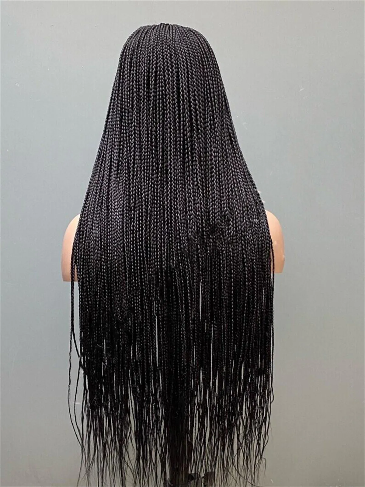 Ready-to-ship Centre-part Braided wig with 13*4Lace Front braids 28” Middle Part Cornrow Box-braid wig For black women