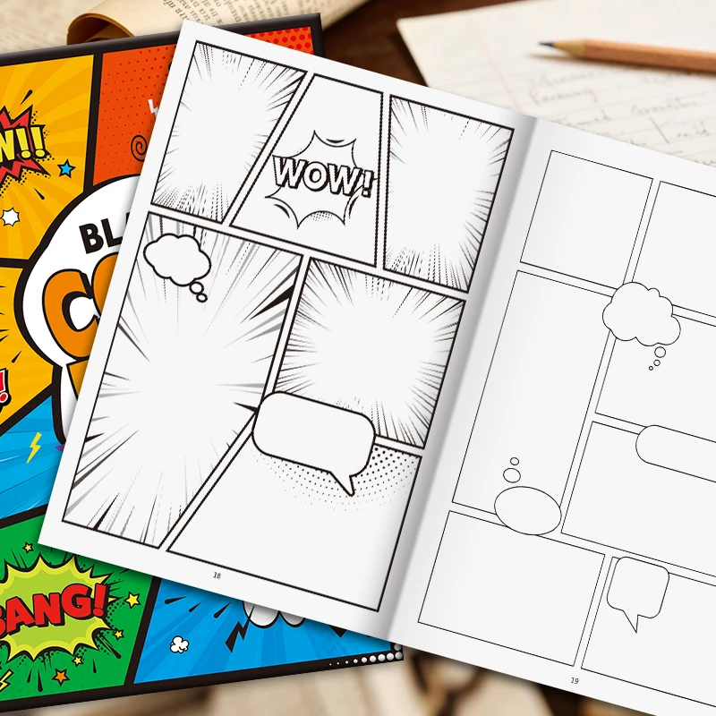 32 Pages Blank Comic Book Drawing Coloring Book Create Own Story Comic Panel Sketch Graffiti Activity Workbook
