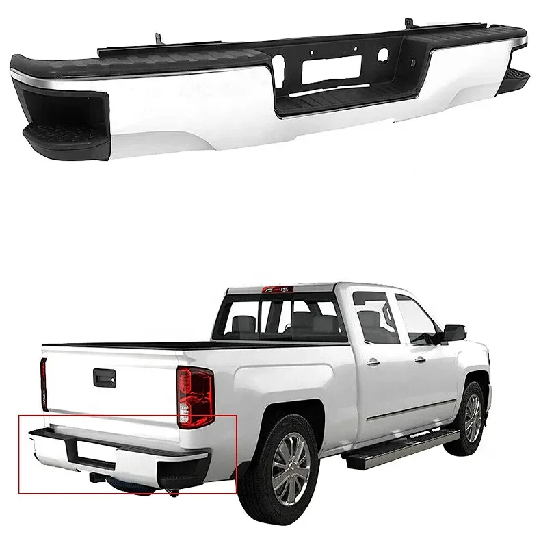 

2023 Aftermarket Front Bumper Assembly Chrome without Park Assist Sensor Holes Replacement for 2014-2018 Silverado Sierra 1500