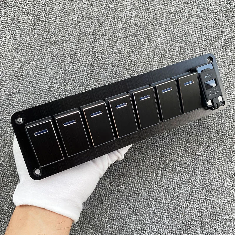 

Красивый металлический 1-7 кнопочный тумблер, цифровой фоторемень, водонепроницаемая фотопанель, красивый двойной USB-порт для автомобиля, морского транспорта