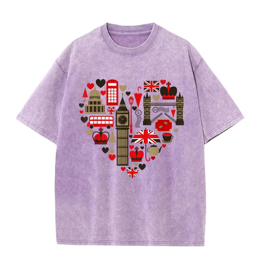 Vintage London Tshirt I Love Travel Wanderlust Union Jack 반팔 Vestiti Basic For Gift Casual Streetwear Cotton Tee T Shirt Summer