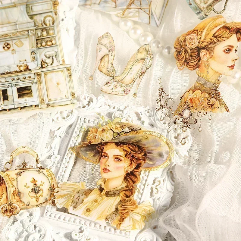 

15Pcs PET Stickers classical aristocratic Victorian style retro account decoration collage handmade Scrapbooking Cut 140*92mm