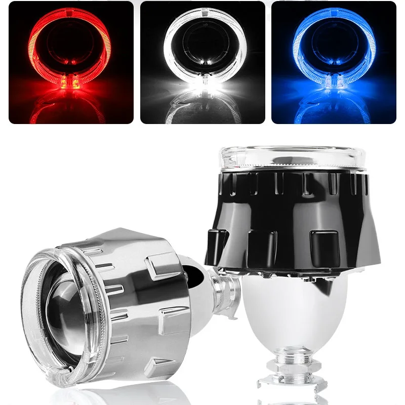 2.5 Inch 80mm Led Halo Lens Angel Eye Ring HID Bi-xenon Projector Lenses Kit Hi/Low Beam Refit for H4 H7 Car Headlight Assembly