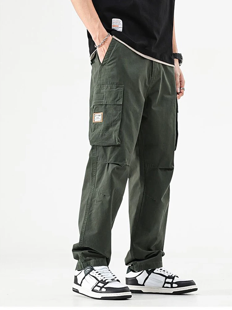 

Military een Straight Leg Workwear Pants Men's Loose Faion Multi-ket High-End Casual Trousers Spring Autumn New Sle
