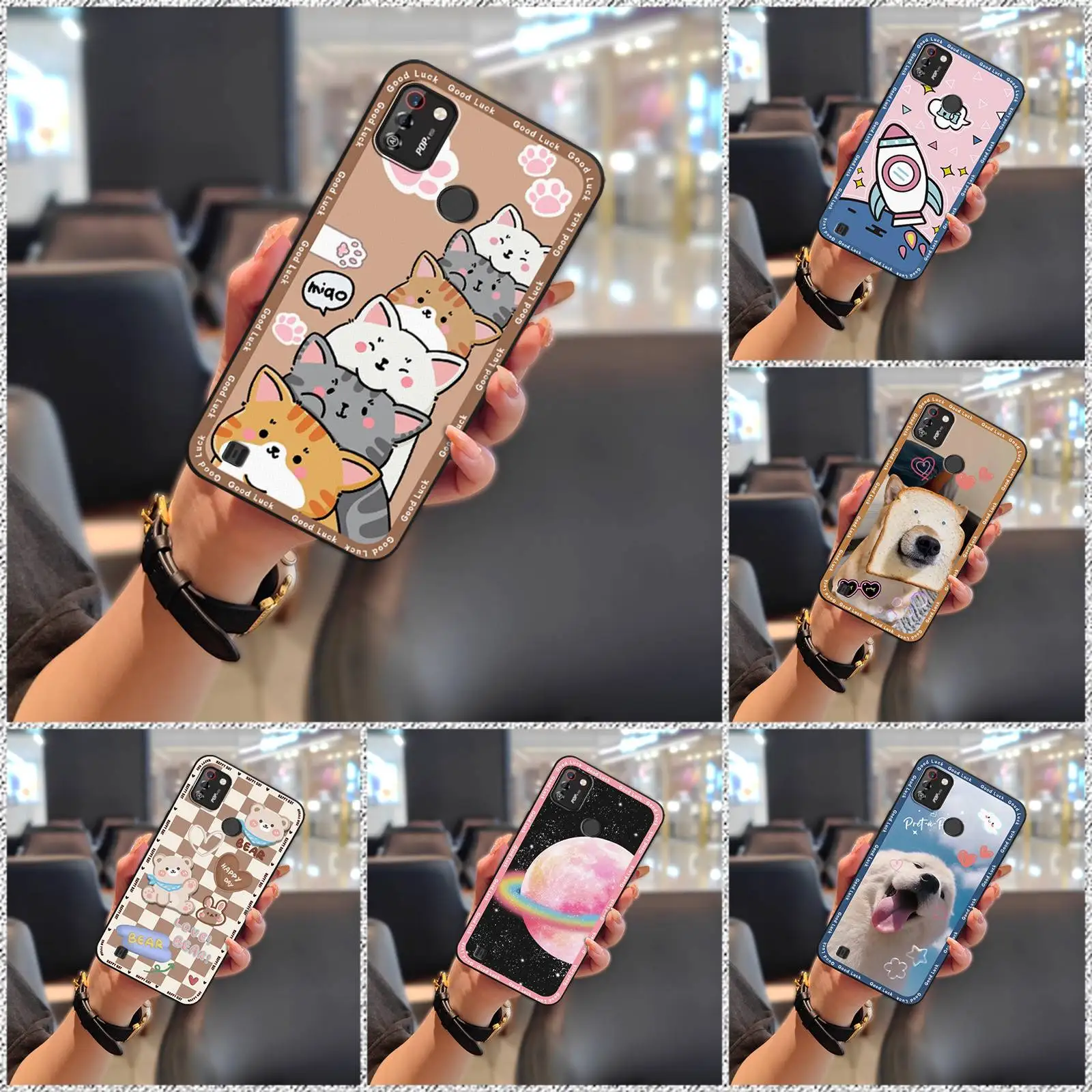 Anti-dust Phone Pouch Phone Case For Tecno POP4 Pro/BC3 Anti-knock Fashion Design Cute Graffiti Shockproof Soft case