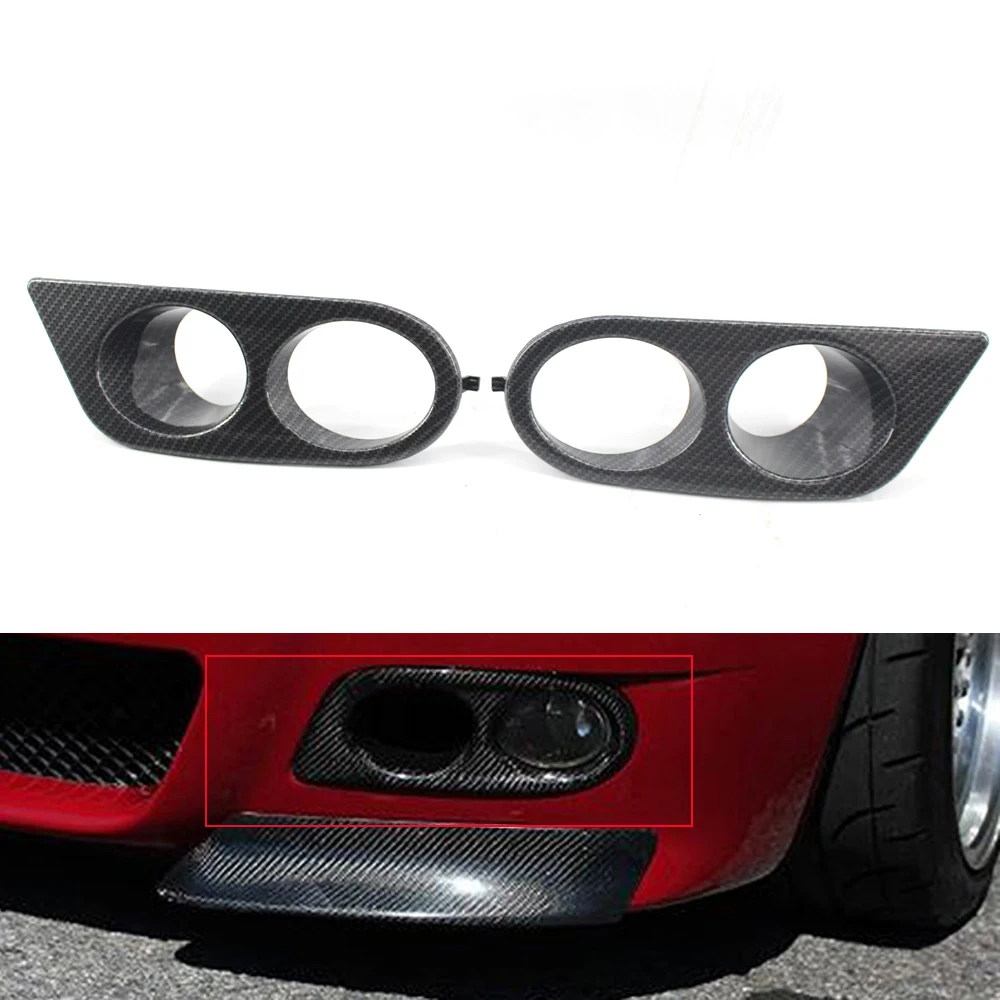 

Carbon Fiber Printed Style Front Bumper Fog Light Lamp Frame Cover Shade Grill Trim for 2001-2006 2002 2003 2004 2005 BMW E46 M3