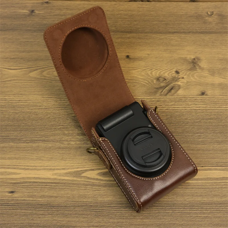 PU Camera Bag Suitable for Sony ZV-1II Digital Camera Bag Leather Case Zv-1F Zv-1/GR2/3 Portable Case Camera Accessories