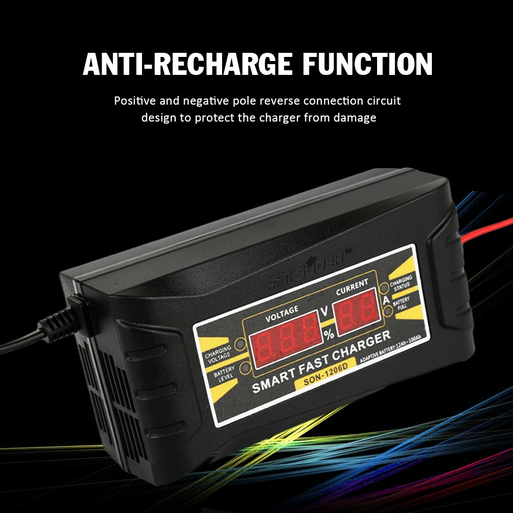 Full Automatic Car Battery Charger 6/10A 110V/220V To 12V Smart Fast Power Charging For Wet Dry Lead Acid Digital LED Display