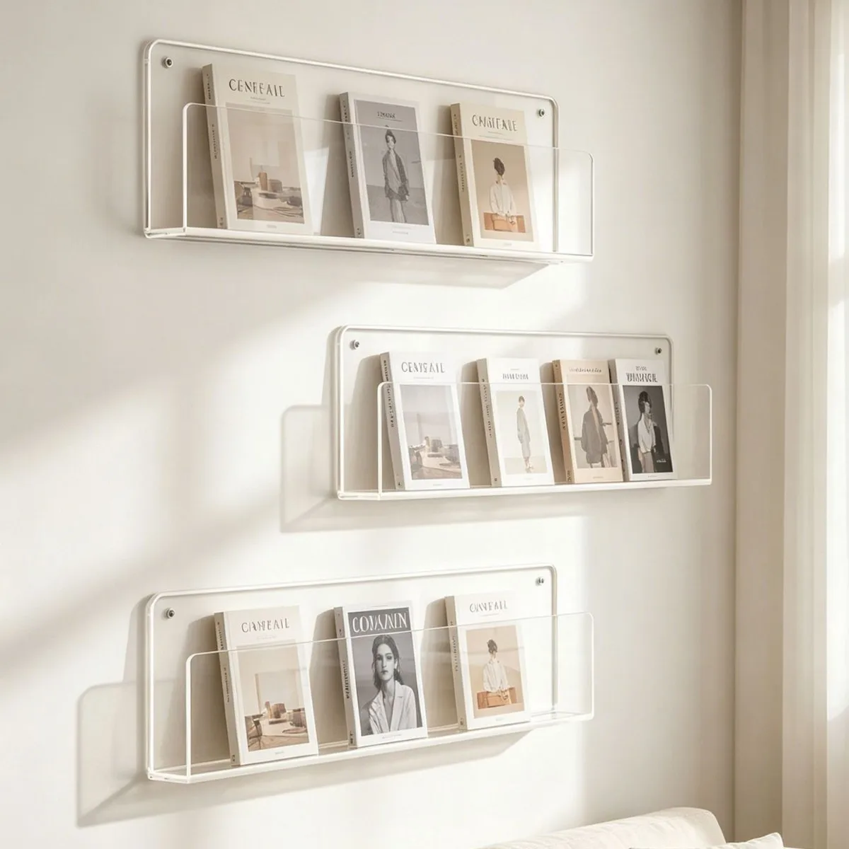 LTT acrylic picture book magazine rack wall-mounted bookshelf wall decoration newspaper display rack