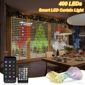 Smart LED Curtain Lights RGB Light String App Control Waterproof DIY Fairy Light USB Plug Text Pattern for Party Room Decoration