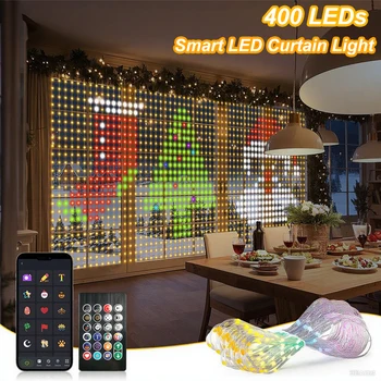 สมาร์ทไฟม่าน LED RGB สายไฟแอพควบคุมกันน้ำ DIY ไฟนางฟ้าปลั๊ก ...