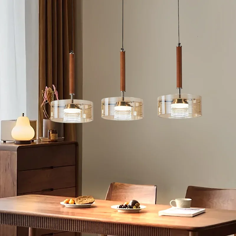 Medieval restaurant chandelier, can lift simple modern high-end sense, dining table island table lamp three heads,
