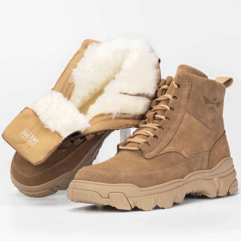 

Wool Men's Snow Boots Fur Thickening Warm Waterproof Winter Cotton Shoes for Men Non-slip Outdoor Sneakers