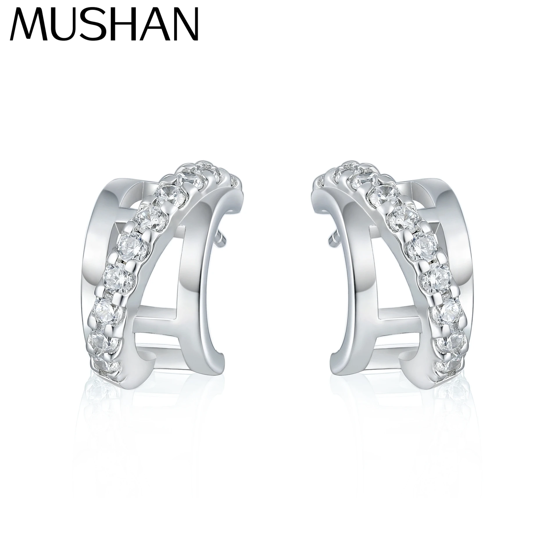 MuShan Jewelry 925 Sterling Silver Earring Cluster Earrings 5A Cubic Zirconia Engagement Anniversary Statement for Women Gift