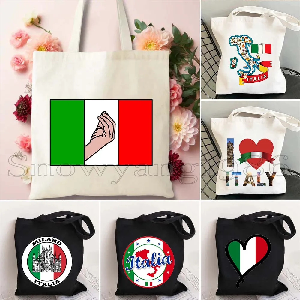 

Italian Flag Map Genoa Florence Pisa Tower Milan Sicilia Italia Rome Italy Travel Souvenir Cute Gifts Tote Bag Shopper Handbag