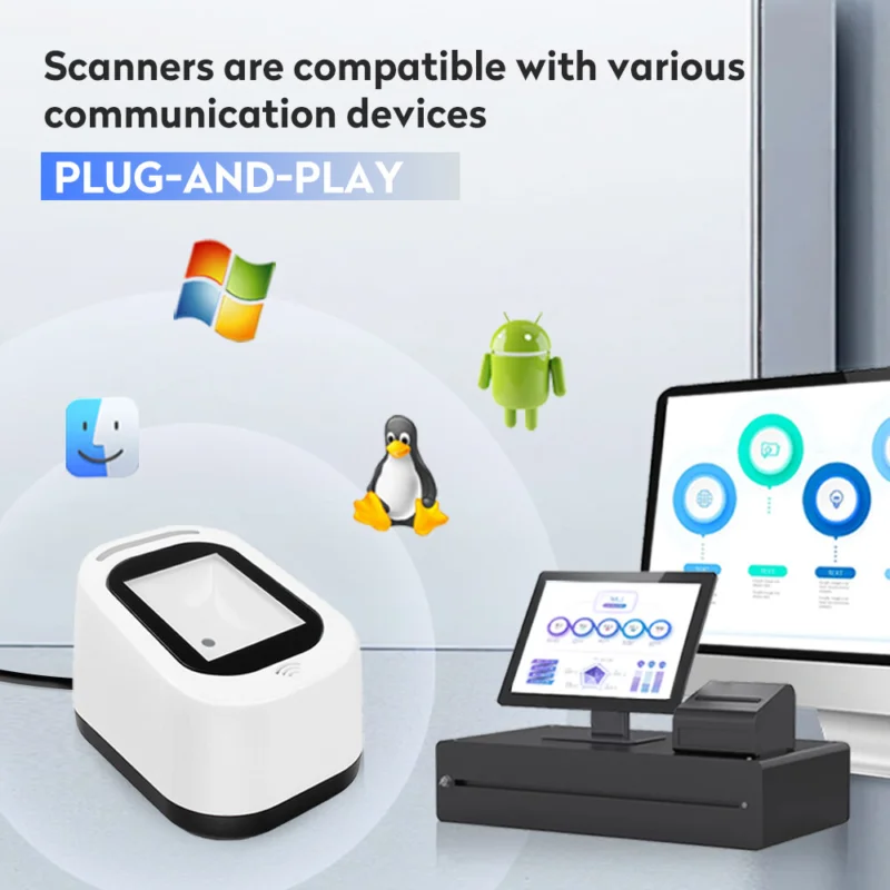 

Handheld Barcode Scanner 1D 2D QR Code Reader with Holder PDF417 Wired Wireless Bluetooth Stand Scanner for Retail Warehouse