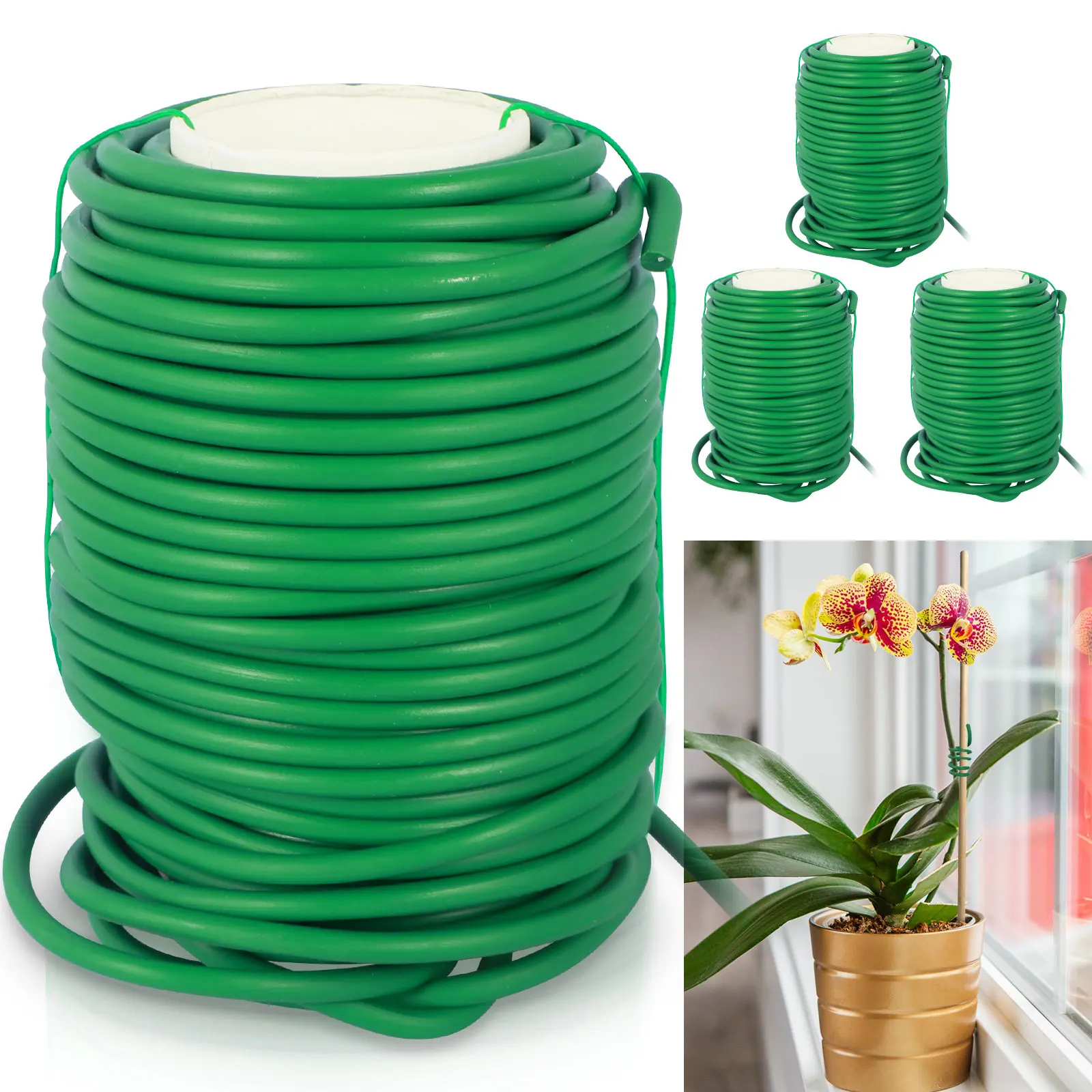 

3Pcs Garden Plant Ties 65.6FT Soft Flexible Plant Wire Rolls TPR Plant Twist Ties 3.5mm Reusable Branches Vines Supporting