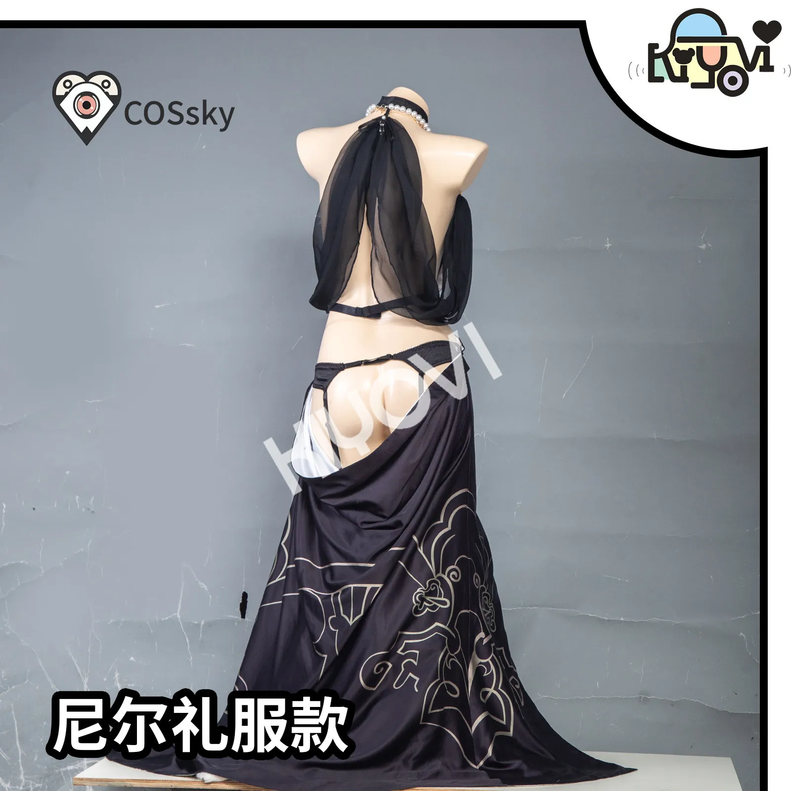Game Automata YoRHa No. 2 Type B Cosplay Costumes Black Gothic Dress Cloak Socks Halloween Carnival Women Sexy Cheongsam view 4