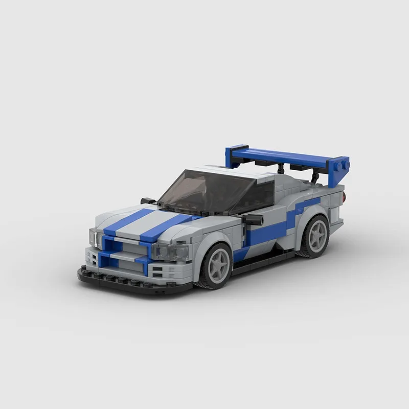 InhawBrick Speed Racing Sport Vehicle Racer Skyline R34 V2 Car Building Block Brick Sets Model Toys for Adults Gifts
