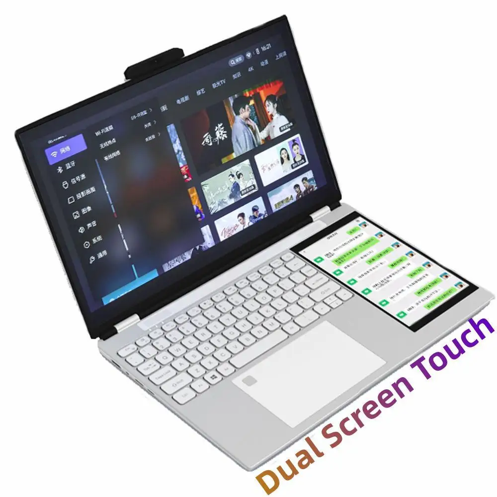 

2024 New 15 Inch + 7 inch Double Celeron N95 RGB Backlit Keyboard Dual Screen Touch Office Business Laptop