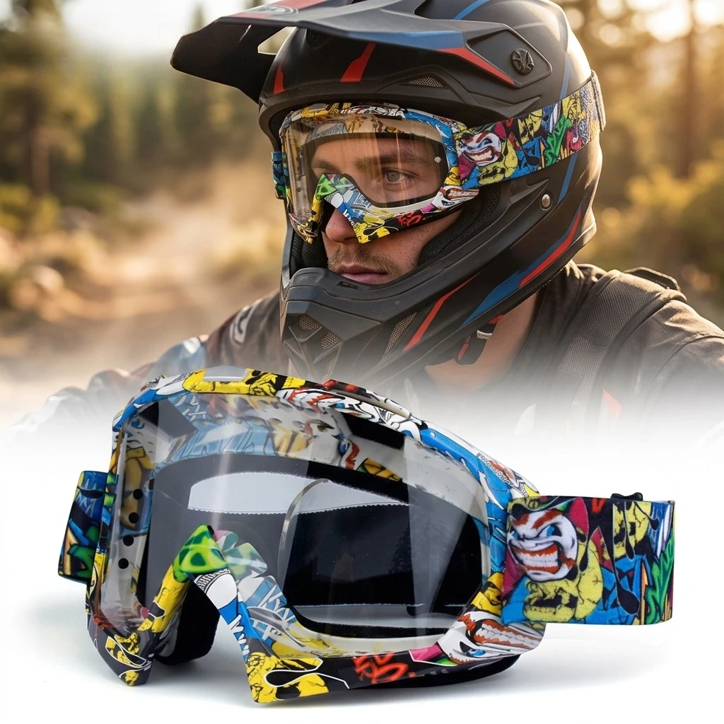 

Outdoor Motorcycle Goggles Vintage Style Riding Glasses Windproof Dustproof Helmet Eyewear for Off Road Cycling Sports