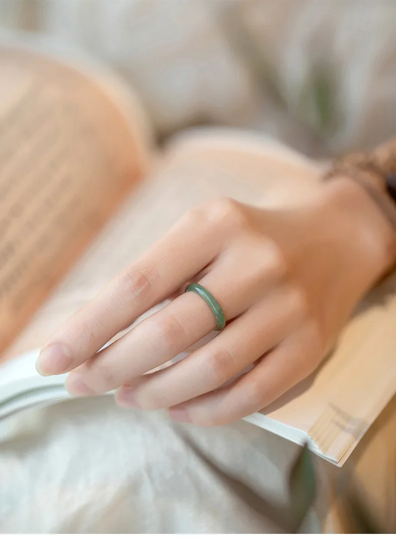 Inner Diameter 14mm-22mm Natural Emerald A-goods Ring For Men Women Couple Pair Circle Jade Hand Jewelry Wholesale Drop Shipping