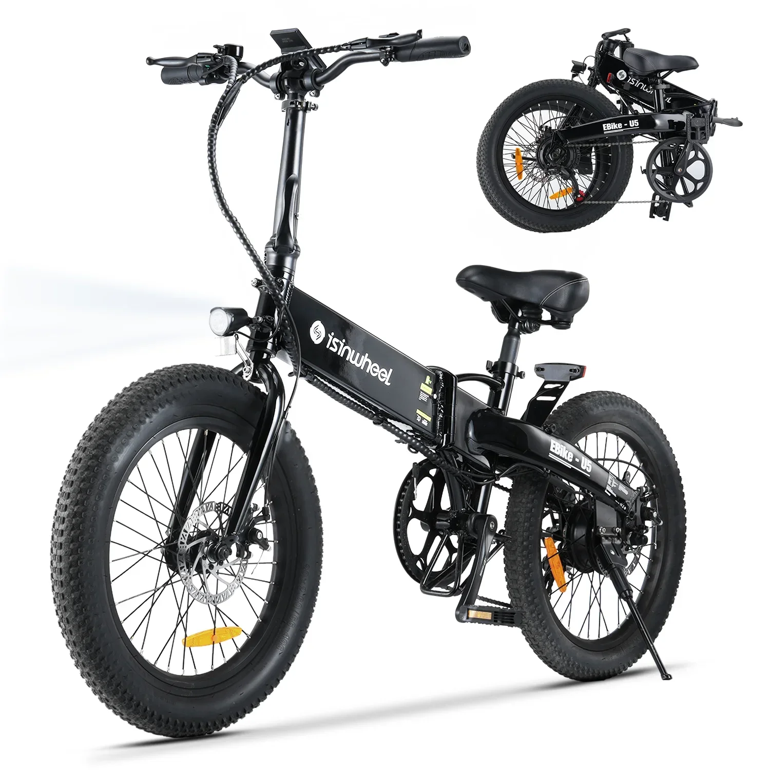

lsinwheel U5 500W Motor Foldable Electric Bicycle 48V 7.8Ah Battery 20 inch tire City E-bike 5-Speed Transmission