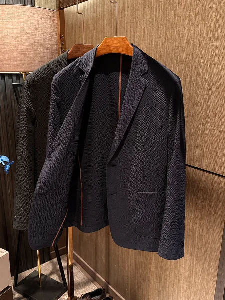 

Весенняя новинка: Мужской повседневный костюм из полиэстера, дышащий, с длинным рукавом, деловой повседневный стиль, с плоским воротником, прямой подол