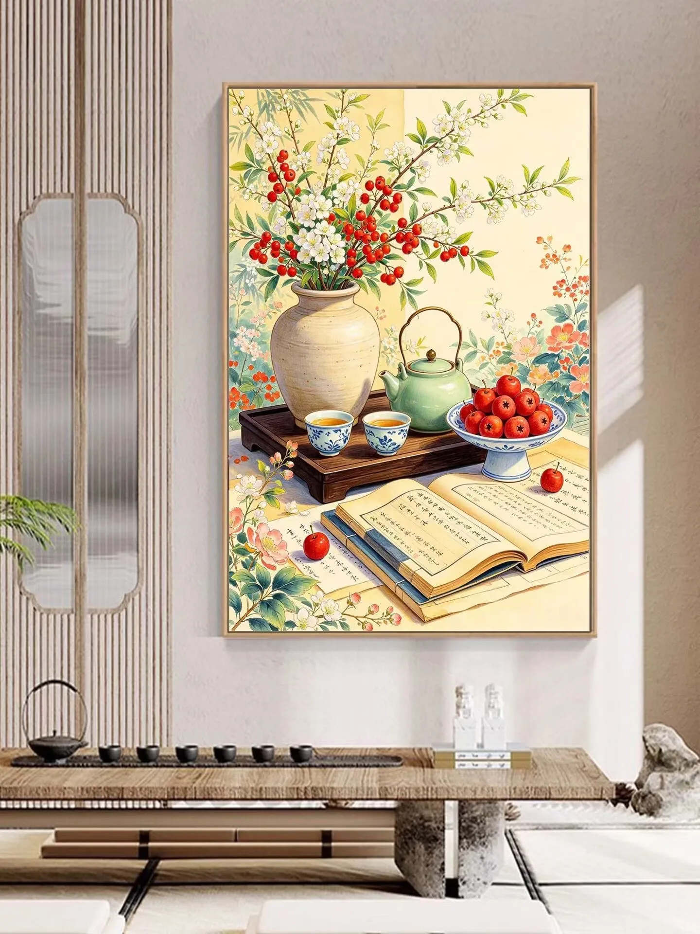 9CT 11CT DIY Cross Stitch Kit Afternoon Tea Embroidery Chinese Style Printed Set with Thread Needlework for Home Crafts 78 Color