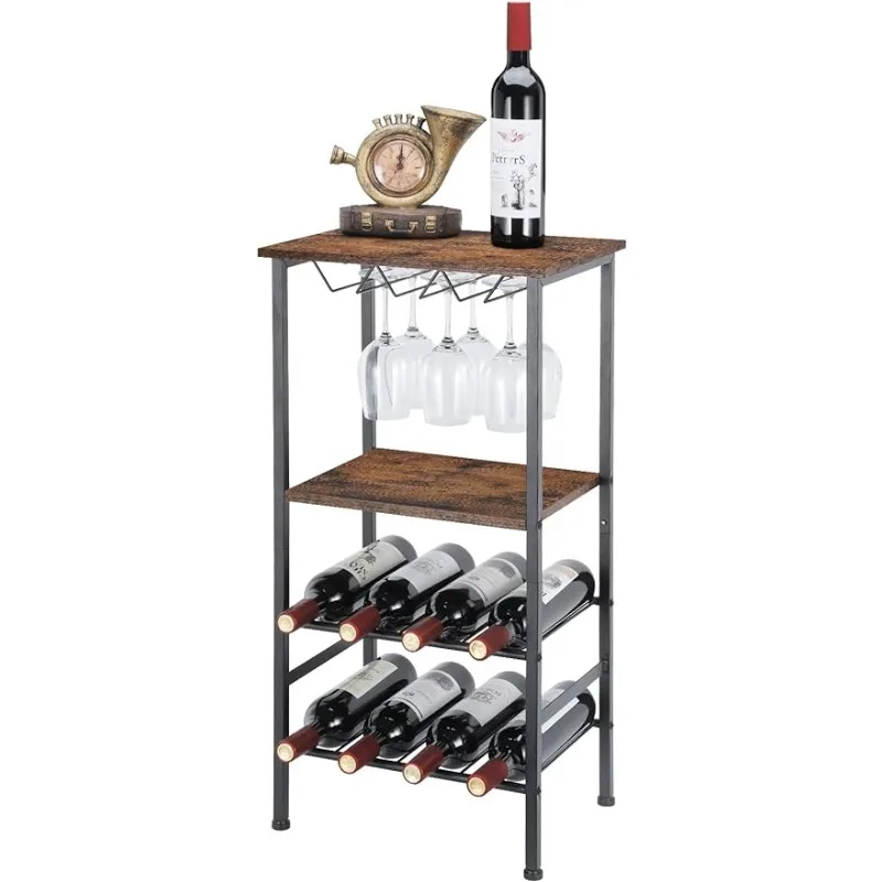 

FreeStanding Wine Bar Rack/Cabinet with GlassBottle Holder, Floor Liquor Wine Cabinet Storage, for Bar Kitchen Dining