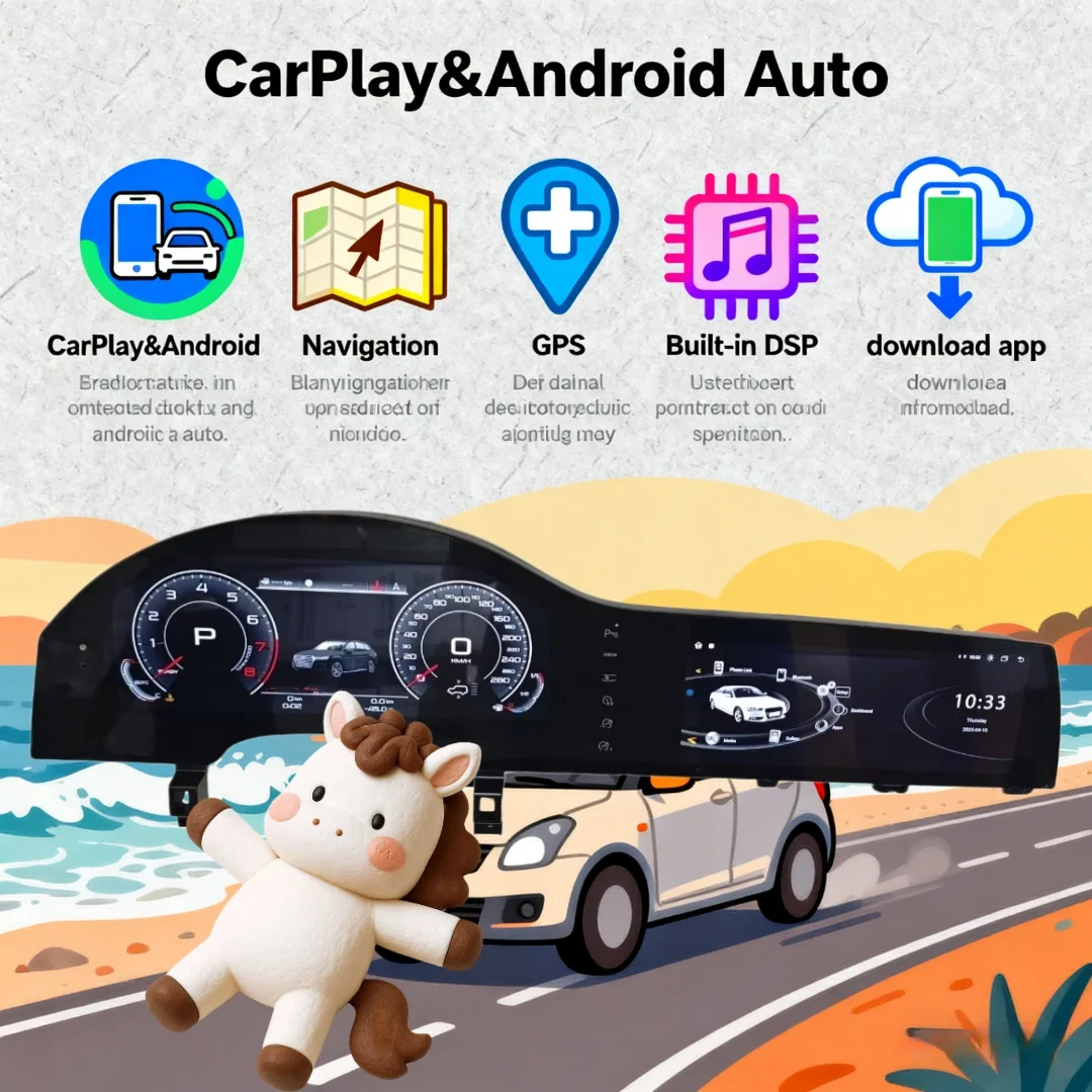 

For Audi Q7 2005-2015 digital instrument panel, speedometer, Android 13 radio, wireless CarPlay, GPS navigation 8+128GB 8-Core