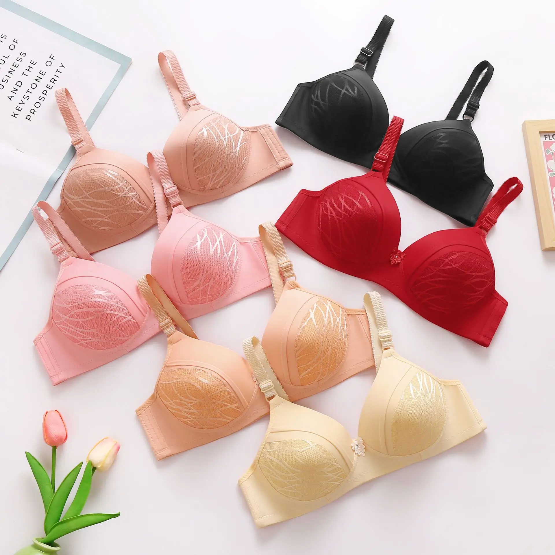 Lightweight Breathable High Elastic Full Cup Bra Plus Size 36-42 Adjustable Reinforced Padded Comfort Underwear for Women
