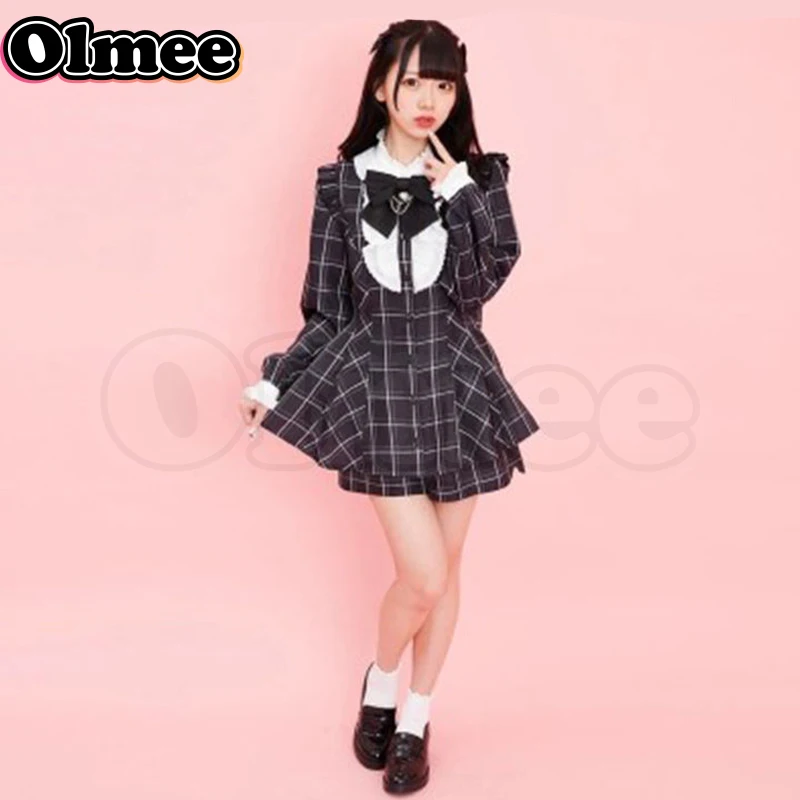 [Olmee] In Stock Jirai Kei Check Dress Japanese Cute Mine Style Panty Skirt Pink Kawaii y2k Plus Size Kawaii Tomorrow Girlfriend