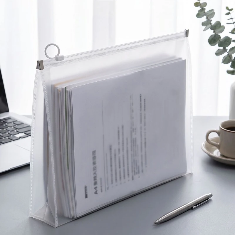 20pcs A4 A5 A6 Translucent Envelopes Cmdocument Folder Pull Tab Small Business File Folder Stationery Supplies Storage Bag