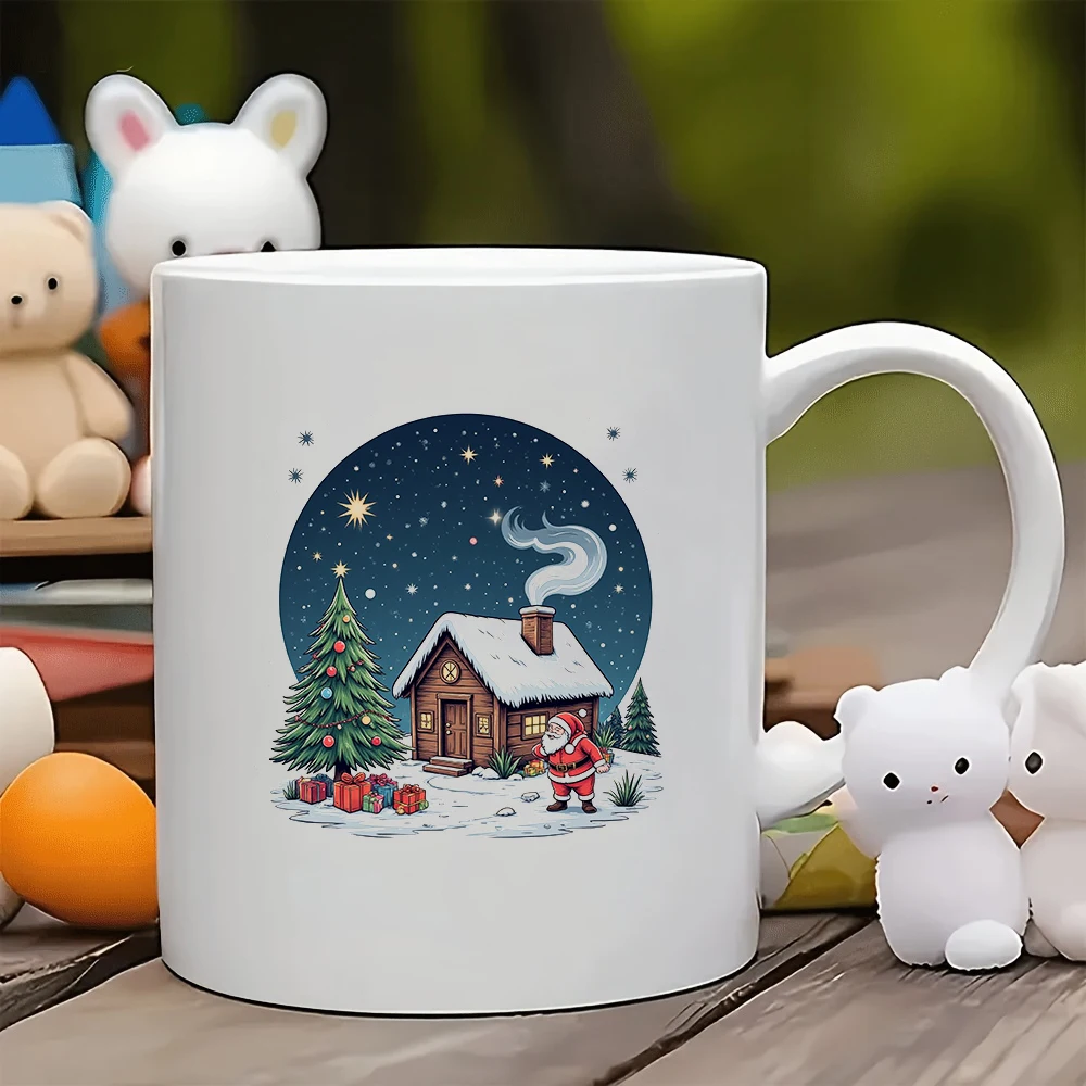 

11oz cartoon Christmas mug + festive atmosphere illustration Christmas gift kids cup family office coffee mug