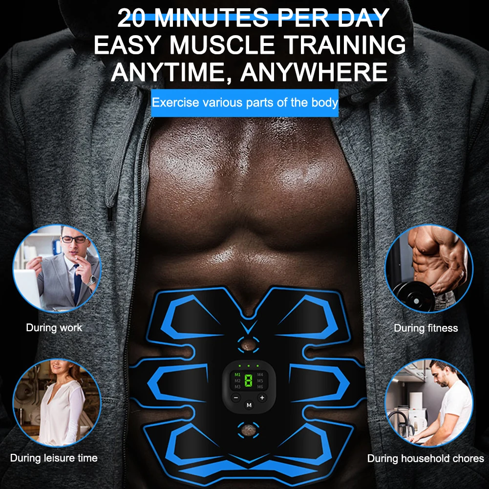 

EMS Stimulating Slimming Belt LED Display Electric Smart Trainer Belt USB Rechargeable Ab Sport Exercise Belt for Men and Women