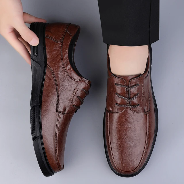 2023 New Men s Shoes Men Winter Plush Snow Casual Shoes Genuine Leather for Men Business Shoes All match Men Wedding Dress Shoes AliExpress