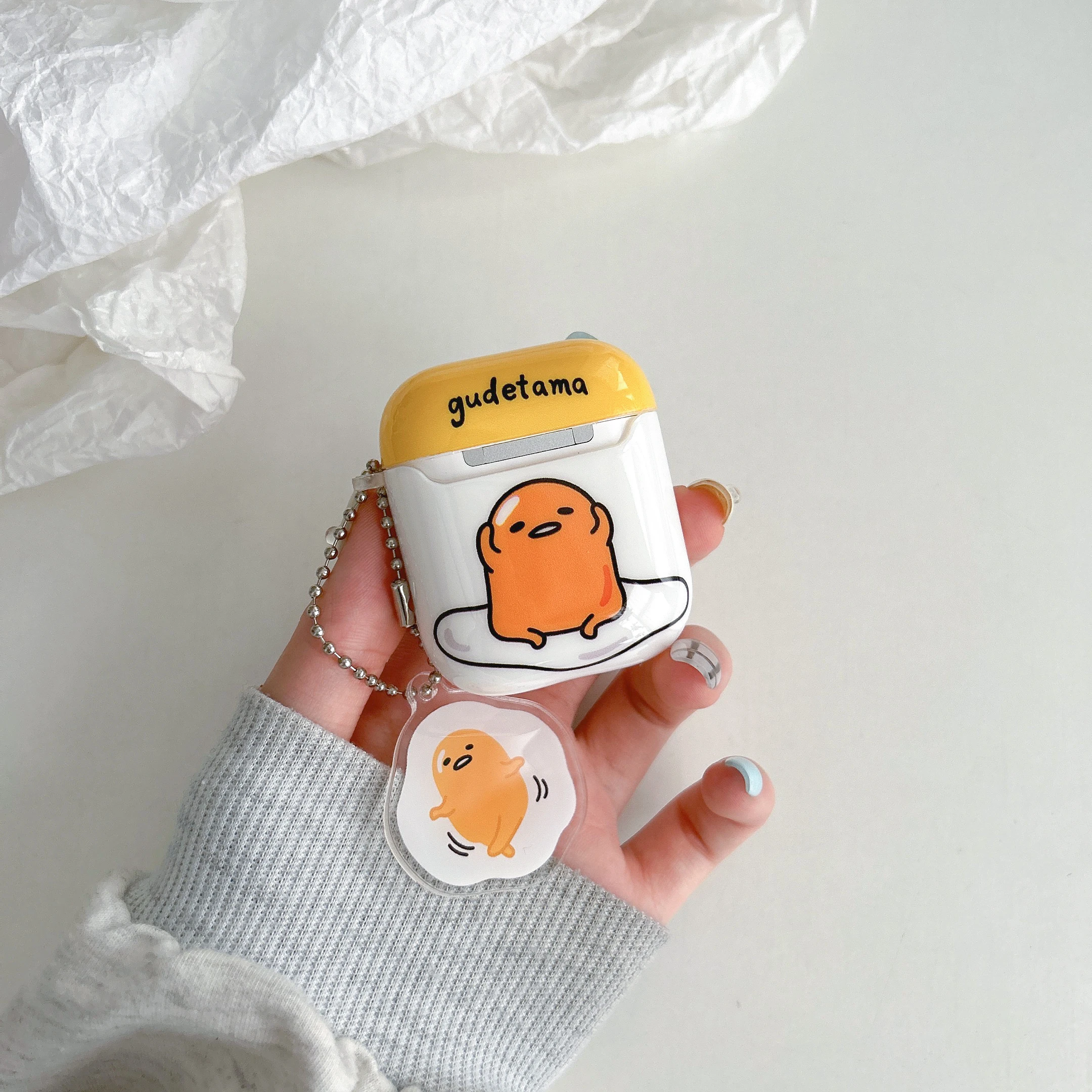 Sanrio Gudetama Soft IMD Earphone Case for AirPods 1 2 Pro 3rd Cute Egg Bluetooth-compatible Earphone Set Cover With 3D Pendant