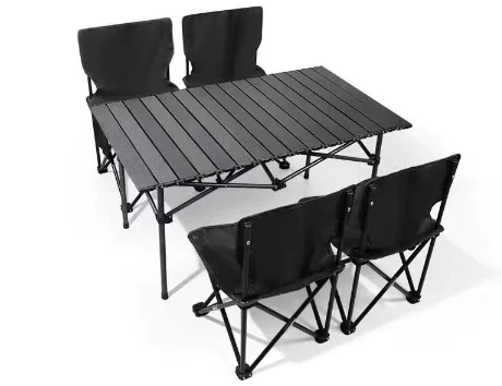 Outdoor Folding Chair Table Set For Camping Egg Roll Table With Vending Fishing Chair Portable For Leisure Vending For Picnics