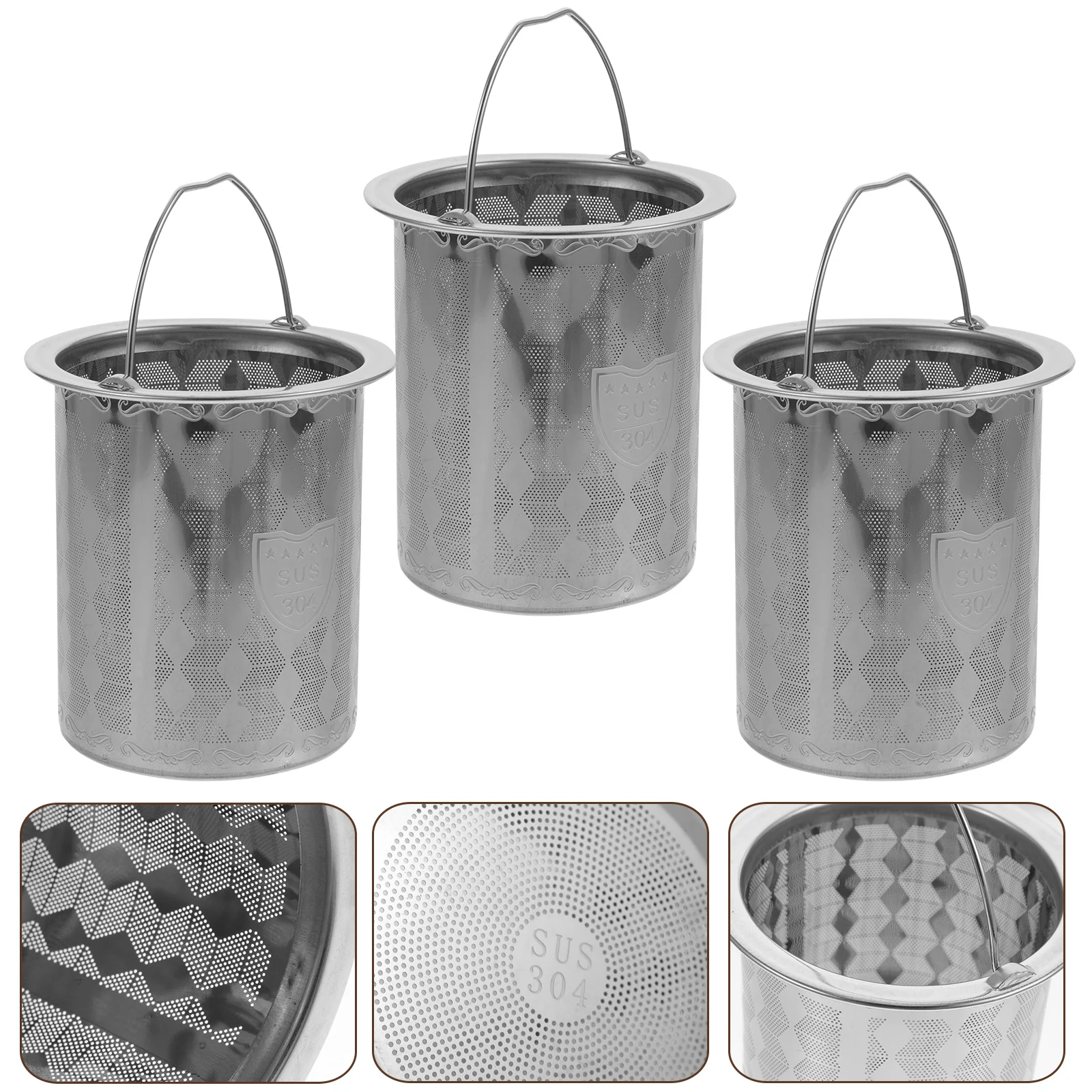 

3 Pcs Tea Leak Strainer Filter for Pot Residue Stainless Steel Mesh Infuser Milk Strainers Coffee