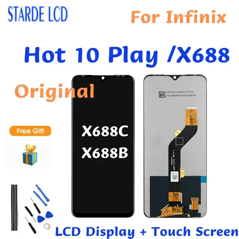 

6.82" Original For Infinix Hot 10 Play LCD Display Touch Screen Digitizer Assembly Repair Replacement Parts X688C X688B LCD