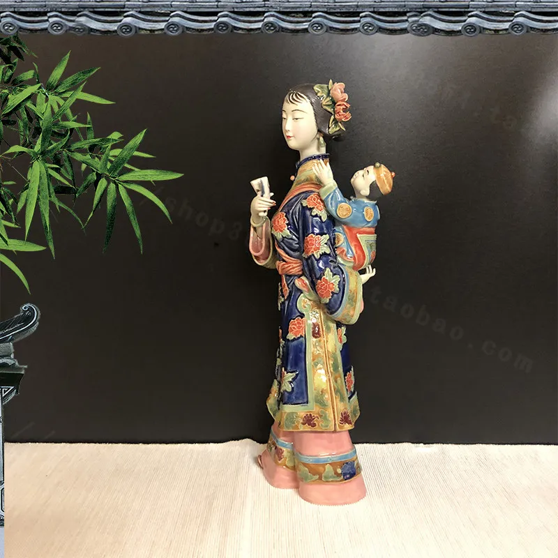 Ceramic crafts shiwan doll characters chinese style ladies ornaments classical living room home creative gifts