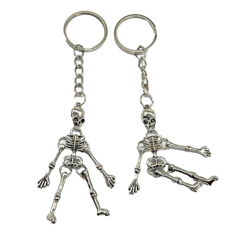 Jóias de halloween diy artesanato brinquedo pingente chaveiro ornamentos horror multi-articulado esqueleto chaveiro cabeça fantasma carro encantos