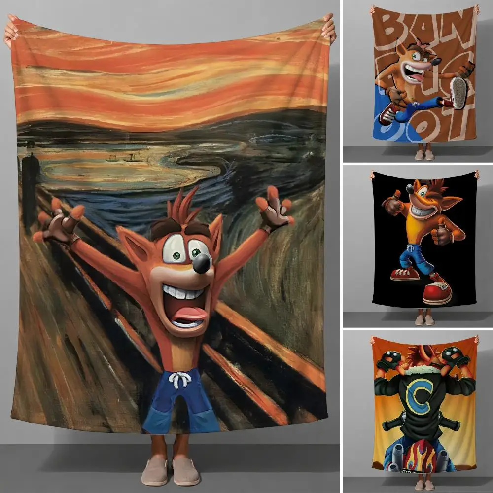 Game Crash Bandicoot Aku Aku Cortex Throw Soft Flannel Throw Blanket for Couch Bed Sofa Warm Cozy Lightweight All Season