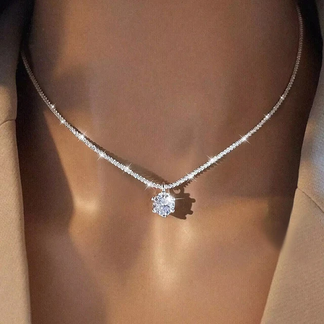 LOUTF 1CT Luksusowy, błyszczący naszyjnik z moissanitem i diamentami, biały wisiorek dla kobiet, srebro próby 925, wysokiej jakości biżuteria.
