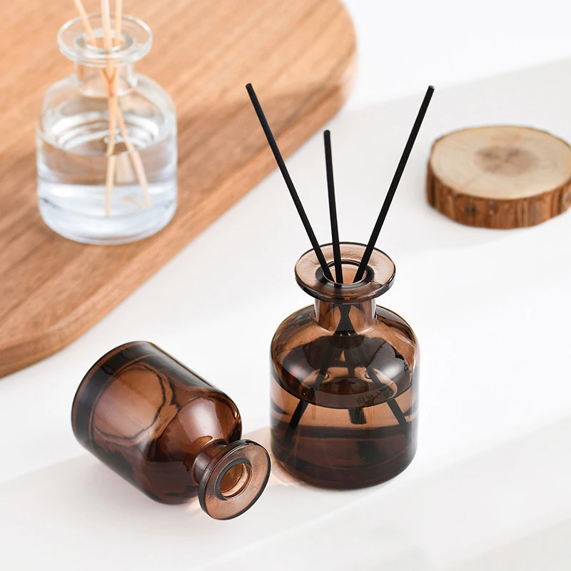 Botol Diffuser wangi rumah 50ml, tongkat penyebar minyak esensial penyebar Reed wadah kaca hadiah pesta 1 buah 50ml