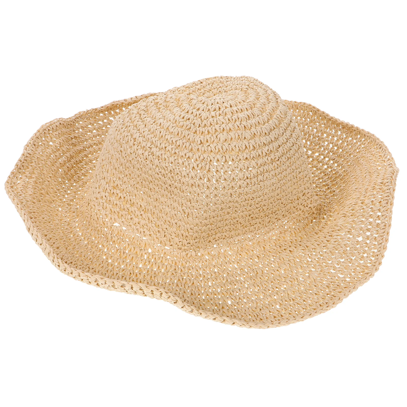 

Handmade Woven for Women Beach Outdoor Travel Large Brim Fishing Beach Party Bucket Hat Folding Bucket Hat Visor
