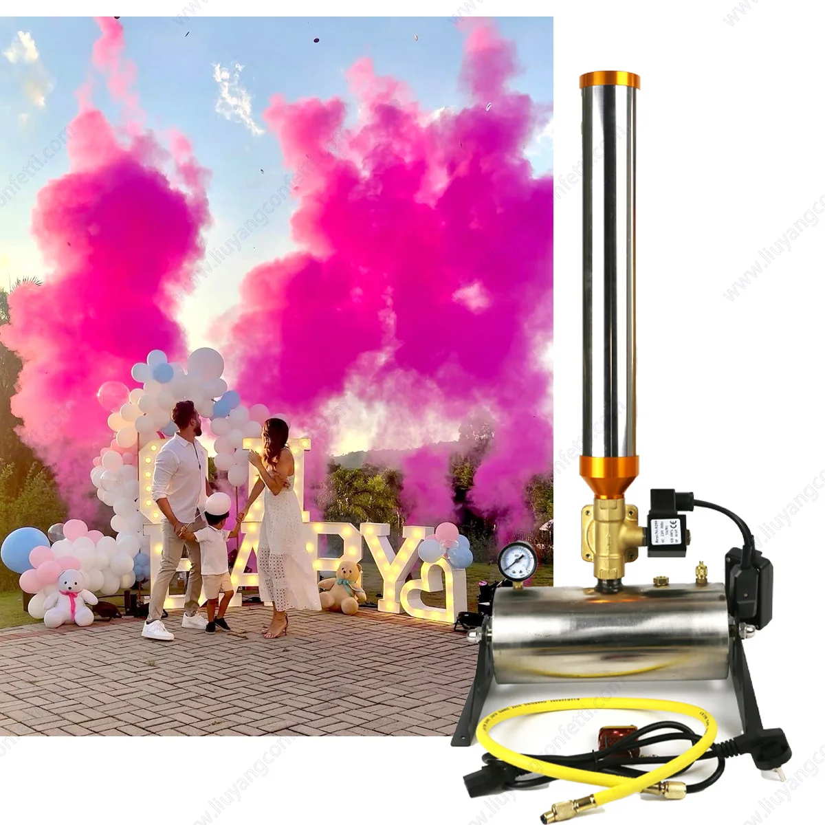 Electric Remote Control Confetti Powder Machine Air Compression Machine Baby Shower Wedding Party Gender Reveal Streamer Smoke