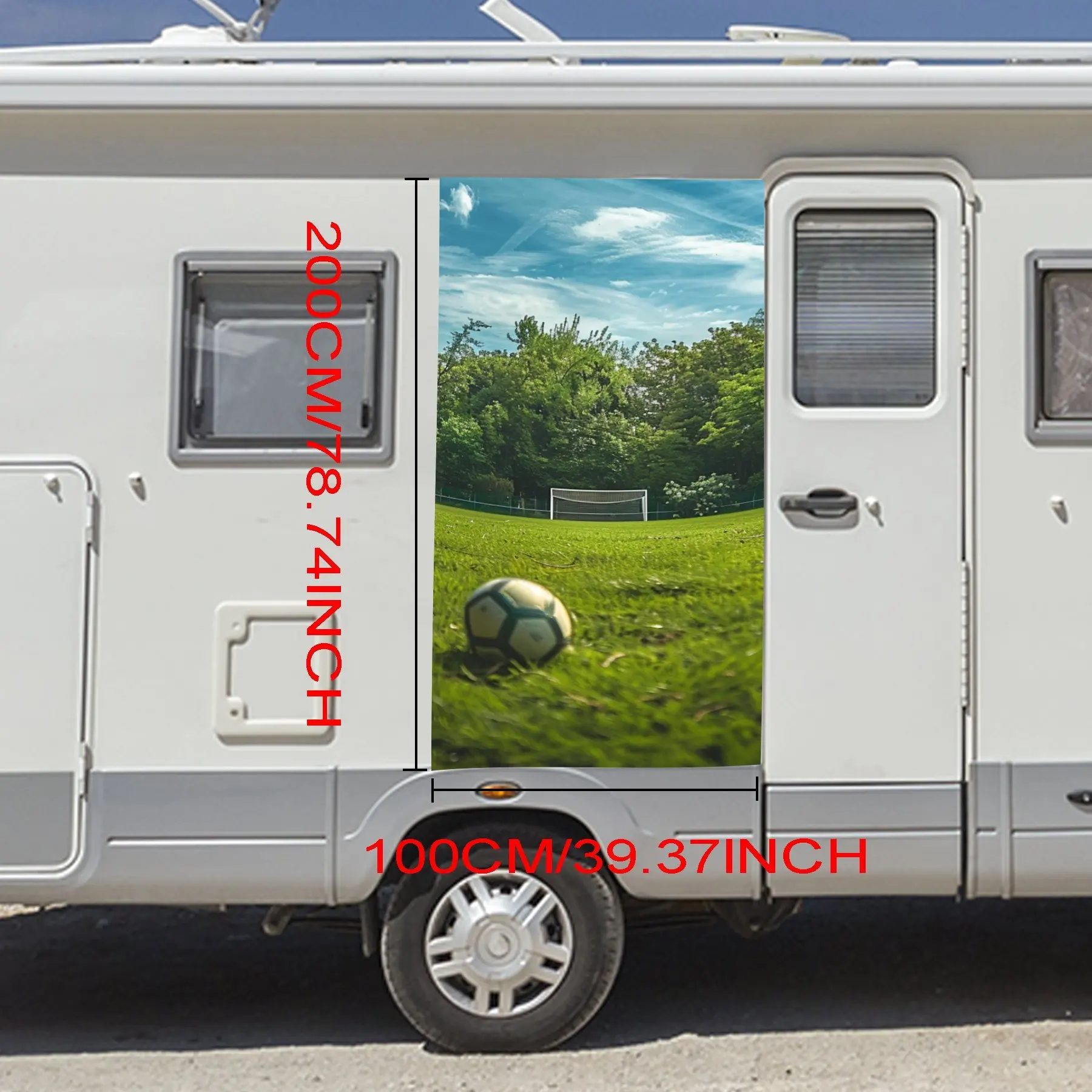 Soccer Field Scene Car Sticker,motor home Vinyl Wraps for Decoration and Protection-Waterproof Self - Adhesive Vinyl Decal, Made